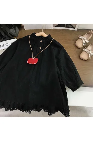 Toddler Vintage Black Solid Color Dress