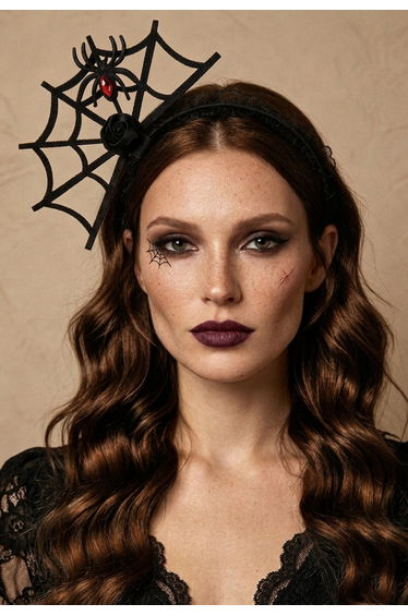 Spider Web Rose Ruffle Tulle Headband