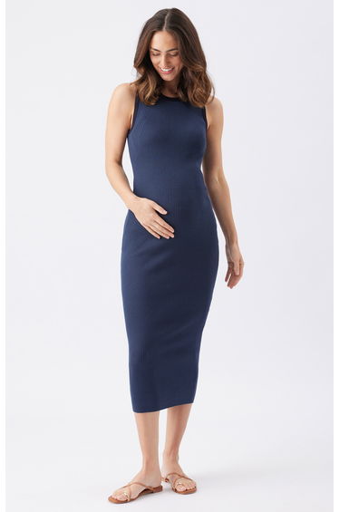 Noa Rib Knit Nursing Dress (Indigo/Navy)