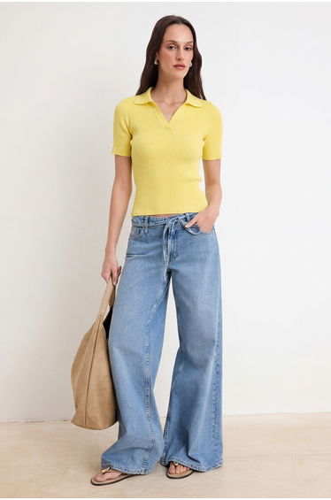 Yellow Knitwear Blouse