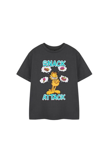 Garfield Boys Snack Attack Short-Sleeved T-Shirt - Charcoal/Yellow/Blue