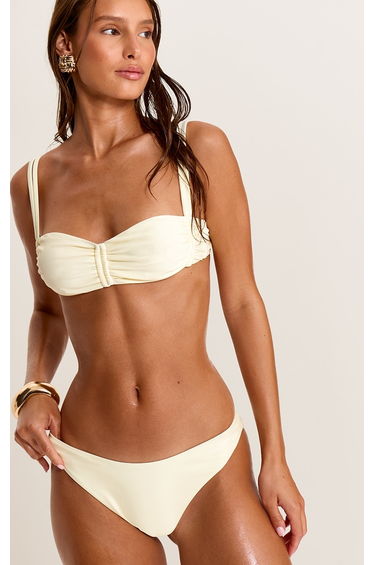Buttercream Ruched Double Strap Bikini Top