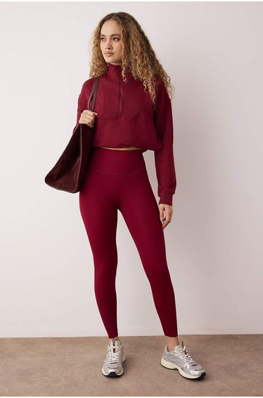 Claret Red Matte Look Recovery Sports Tights