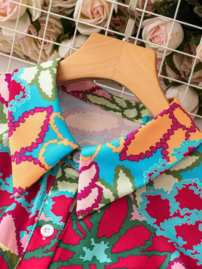 Women Floral Print Long Sleeve Shirt - 2