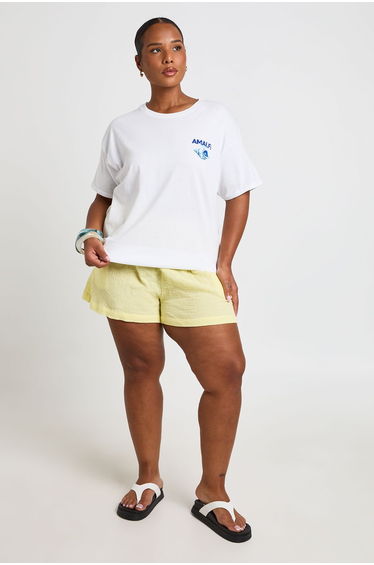 Plus Amalfi Beach Printed T Shirt - white
