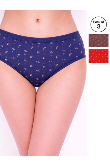 Pack of 3 - Printed High Leg Briefs