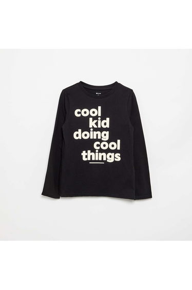 Long-sleeved printed T-shirt BLACK