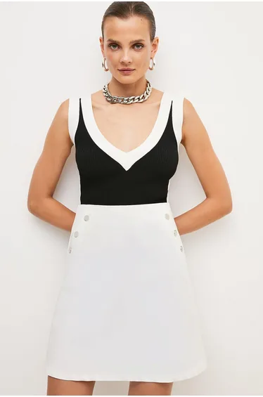 Cream A-Line Mini Skirt