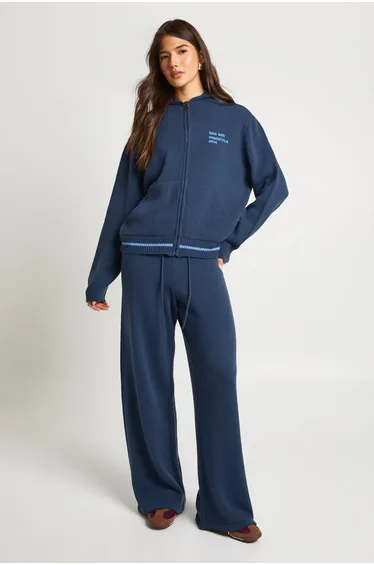 Zip Through Hooded Jumper and Trouser - navy