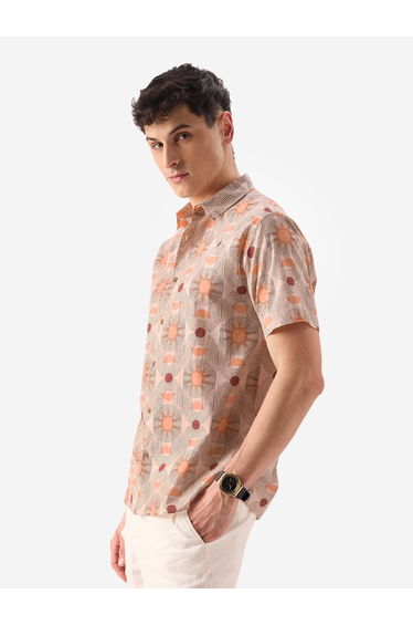 Men Pink Celestial Print Shirt