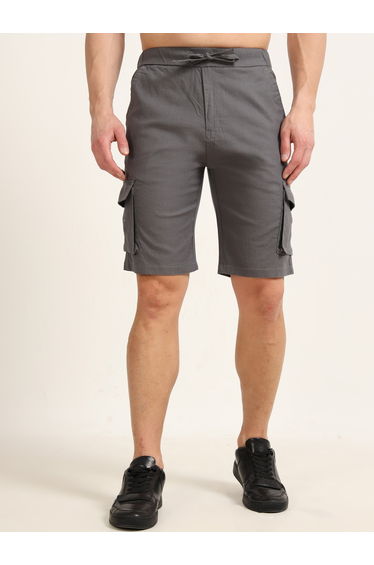 Grey Cargo Linen Shorts