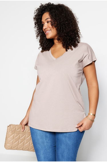 Plus Size T-Shirt - Beige - Relaxed fit