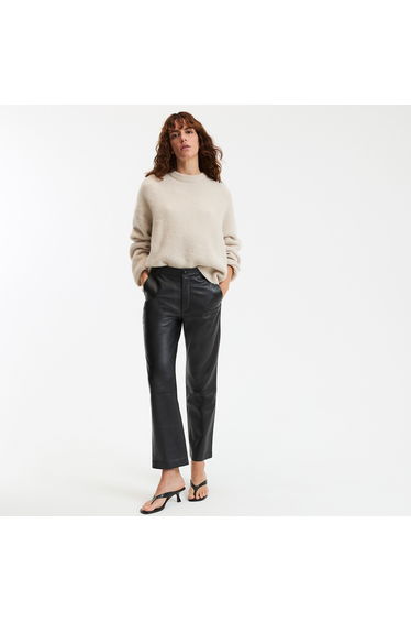 Leather Straight Ankle Grazer Trousers