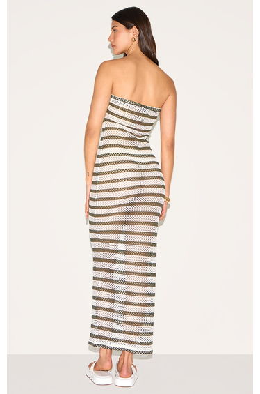 Khaki Textured Stripe Bandeau Maxi Dress product thumbnail 2