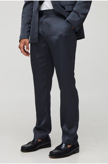 Slim Fit Satin Trouser - charcoal