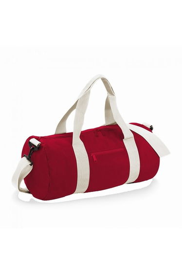 Bagbase Plain Varsity Barrel / Duffle Bag (20 Litres) - Classic Red/Off White