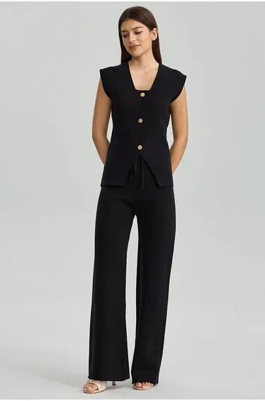 Wide Leg Knit Drawstring Pants