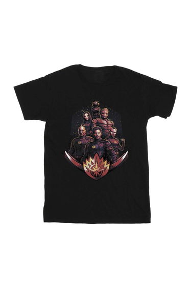 Guardians Of The Galaxy Volume 3 Girls Group Pose Cotton Distressed T-Shirt - Black
