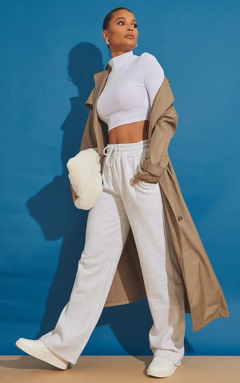 Grey Oversized Drawstring Wide Leg Jogger
