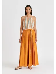 Halter Neck Plisse Top with Belt - 6