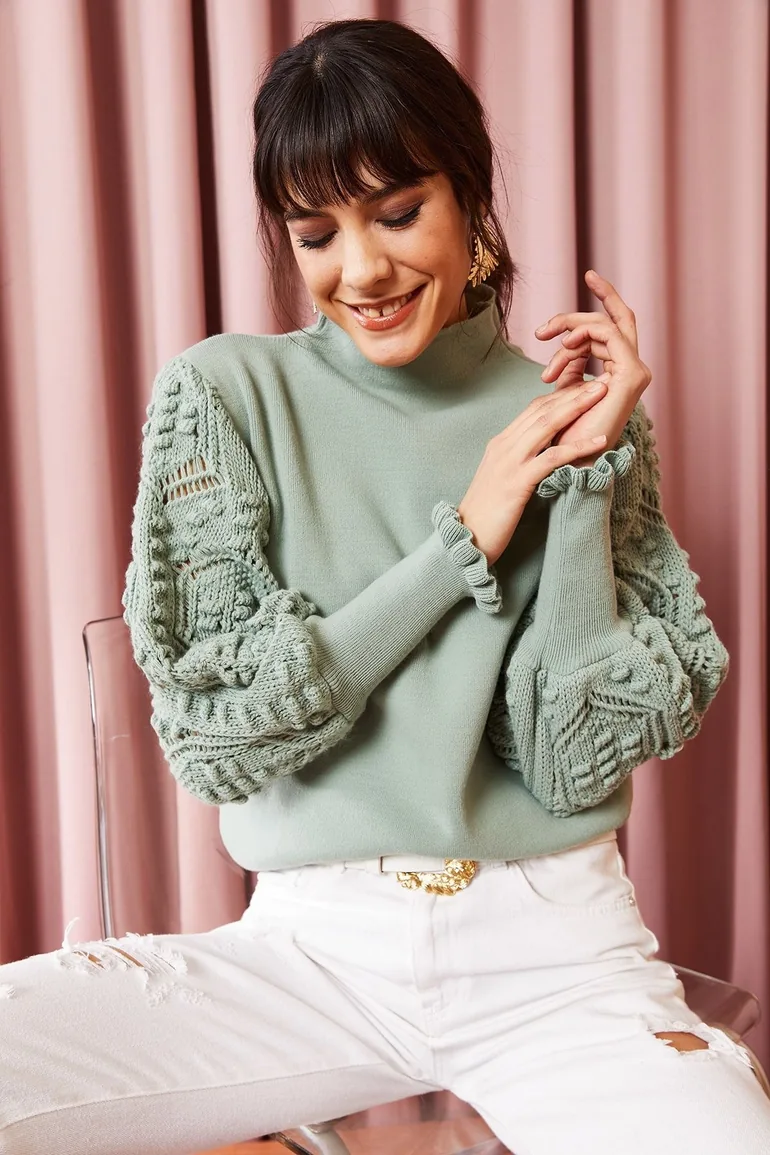 Sweater - Turquoise - Regular fit - 1