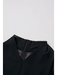 فستان ماكسي شيفون بكشكش بفيونكة بشراشيب خرز - أسود - 5