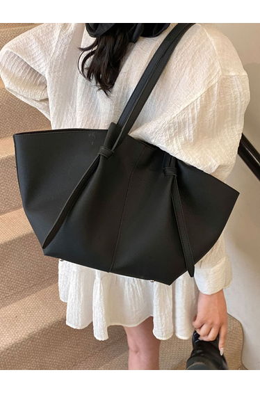 Solid Double Strap Shoulder Bag With Purse set