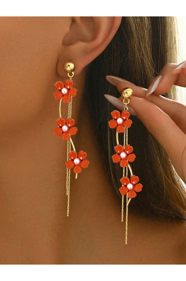 Women Flower Tassel Earrings