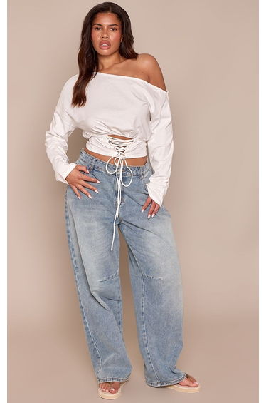 Shape Bone Corset Hem Jersey Long Sleeve Top