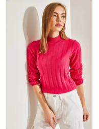 Women's Turtleneck Ribbed Knitwear Sweater - 4