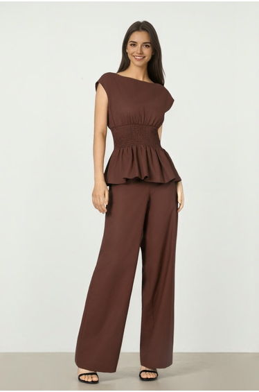 Cocoa Peplum Top