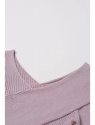 Crisscross Full Ribbed Knit Top in Mauve - 4