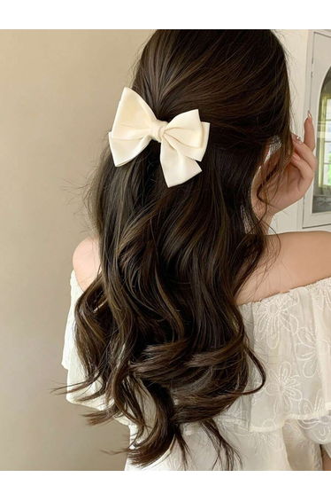 White Bow Hair Clip