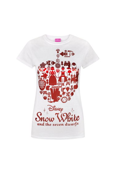 Disney Womens/Ladies Snow Foil T-Shirt - White/Red