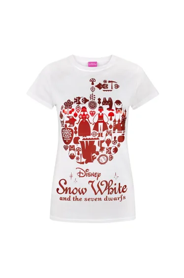 Disney Womens/Ladies Snow Foil T-Shirt - White/Red
