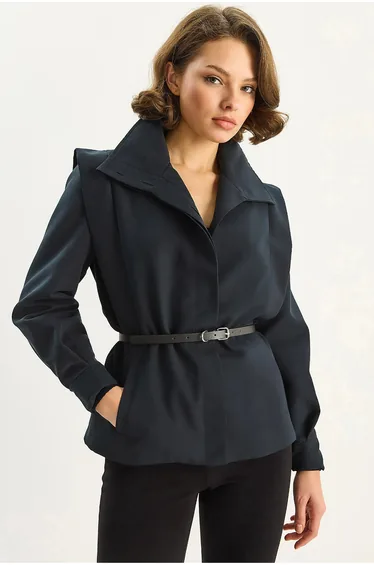LUCCI Belted Jacket with Shoulder Detailed