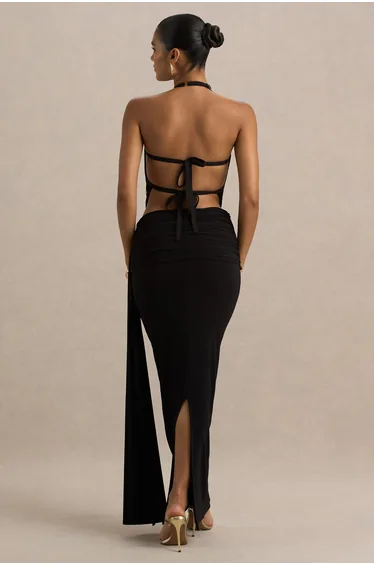 Joi | Black Maxi Skirt With Sash Detail