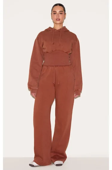 Shape Clay Sweat Cropped Shirred Waist Hoodie