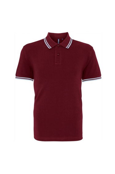 Asquith & Fox Mens Classic Fit Tipped Polo Shirt - Burgundy/Sky