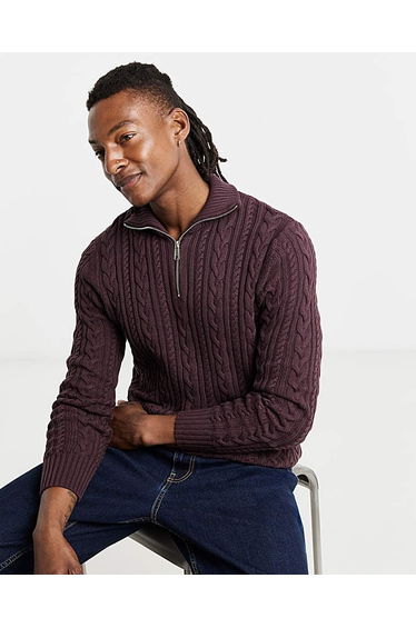 Cable 1/4 Zip Neck Jumper