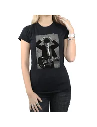 AC/DC Womens/Ladies Angus Young Distressed Photo Cotton T-Shirt - Black - 3