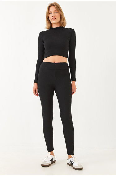 Women's Crop Top-Bottom Set with Tights