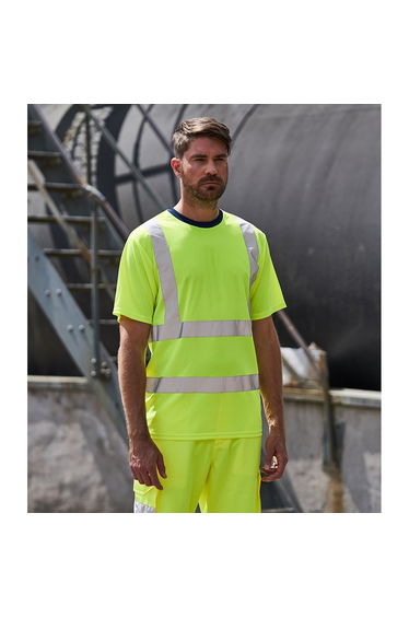 PRO RTX High Visibility Mens T-Shirt - Yellow/Navy