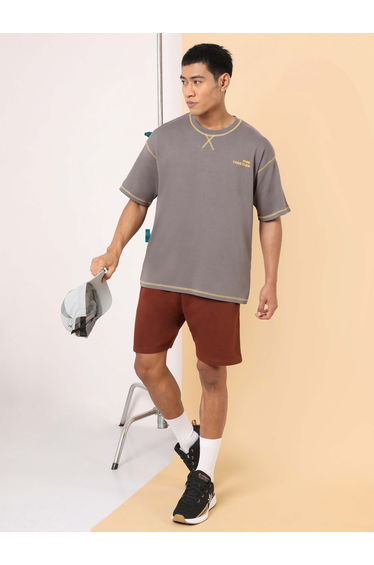 Men Grey Rise Together Printed Oversized Fit T-Shirt