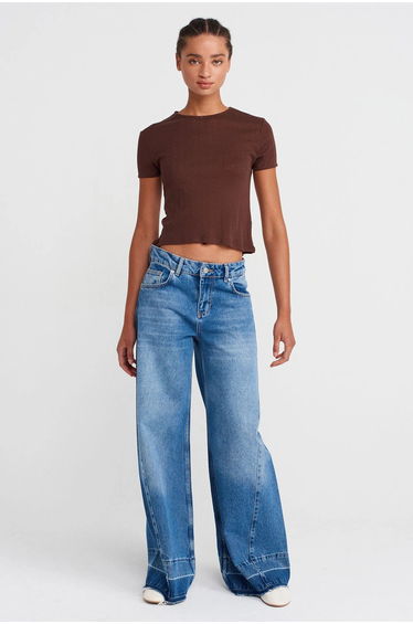 Dilvin Women's Ribbed Crop T-Shirt