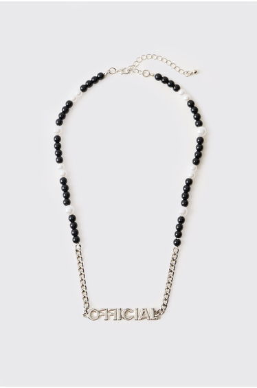 Silver Chain & Mixed Pearl Pendant Necklace - silver