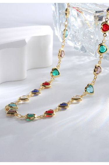 Chromatic Heart Rhinestones Necklace
