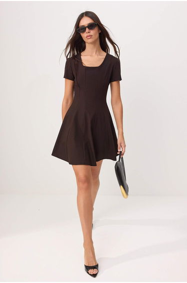 Brown Godeli Mini Woven Dress