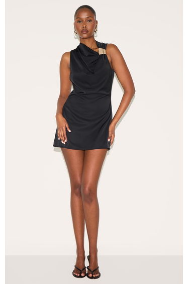 Black Trim Shift Mini Dress