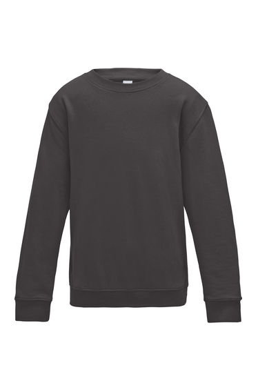 AWDis Just Hoods Childrens/Kids Plain Crew Neck Sweatshirt - Charcoal